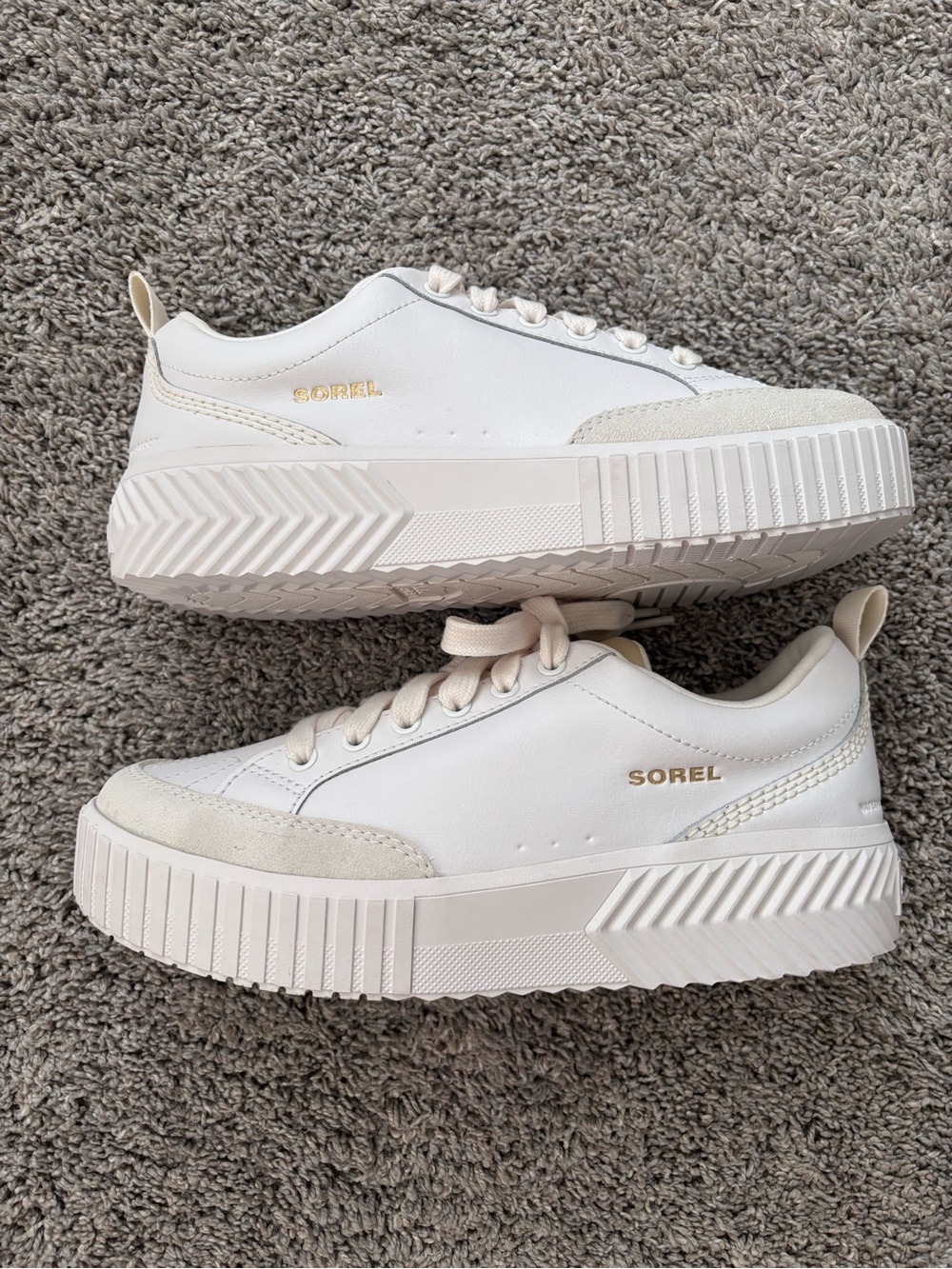 Sorel ONA Ave Low Waterproof Women’s White/Gold Sneaker Size 10